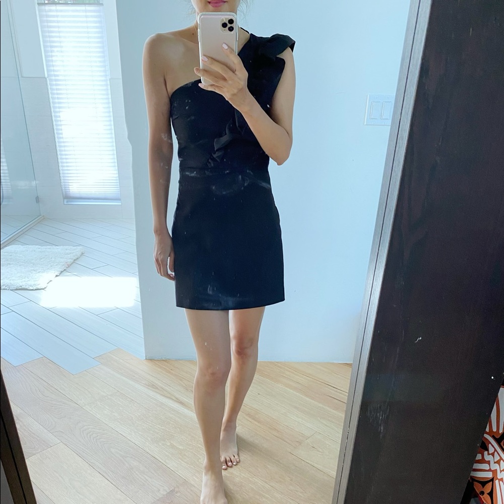 One shoulder ruffled romper